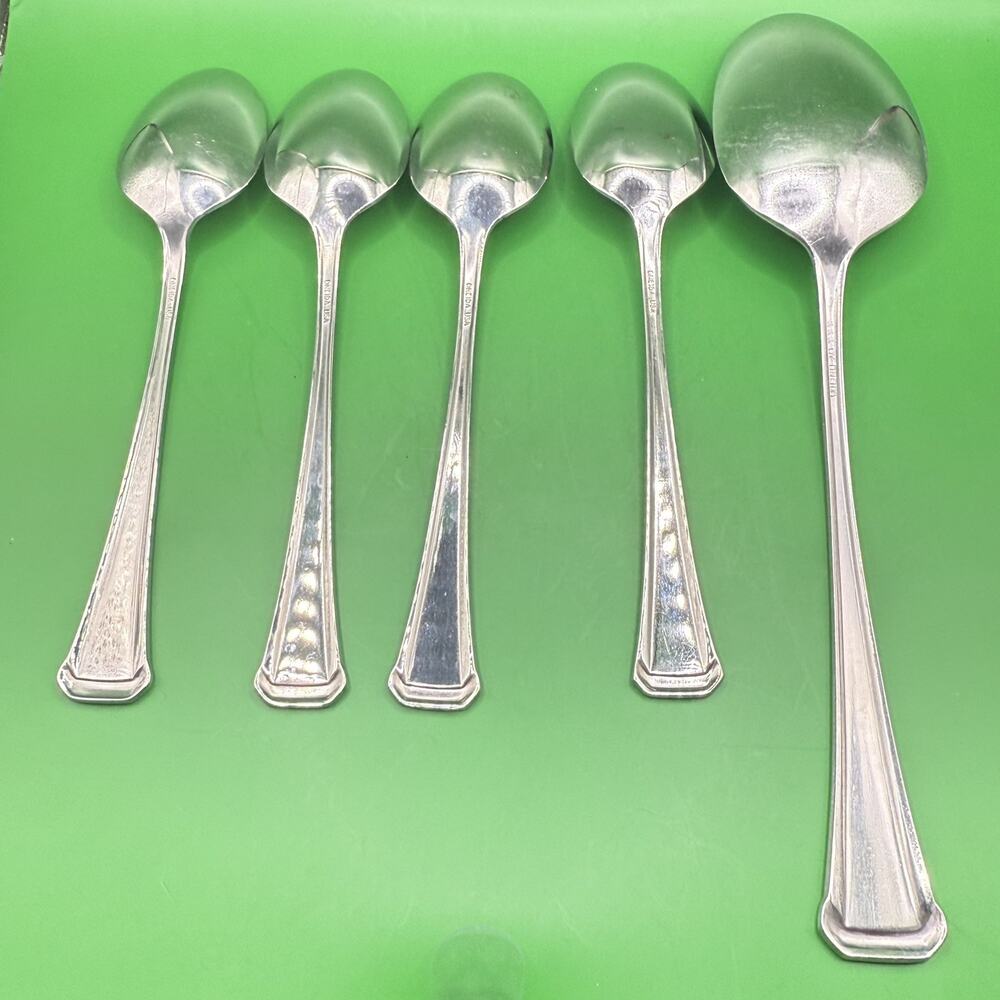 Oneida Apollonia Set of 4 Teaspoons 6 1/4" 1 Serving Spoon Replacement Flatware - Picture 3 of 5